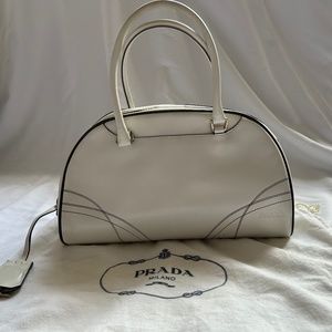 Prada  Bowling White Leather Bag